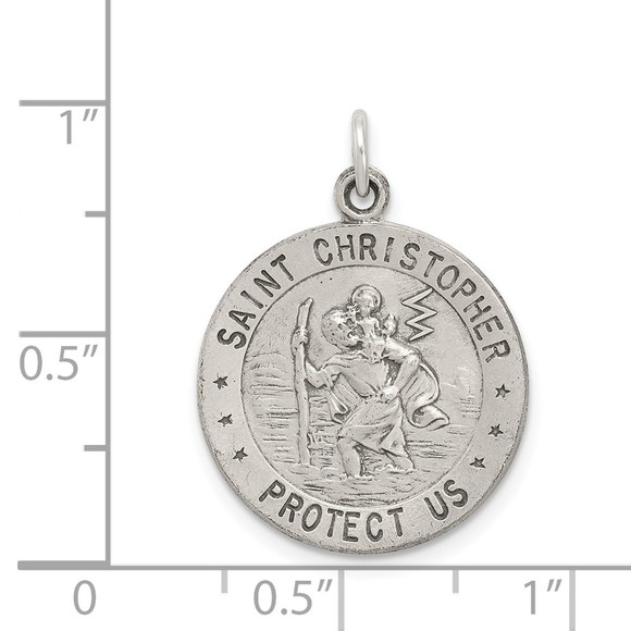 925 Sterling Silver Genuine Sports Antiqued St. Christopher Basketball Medal - Picture 5 of 5